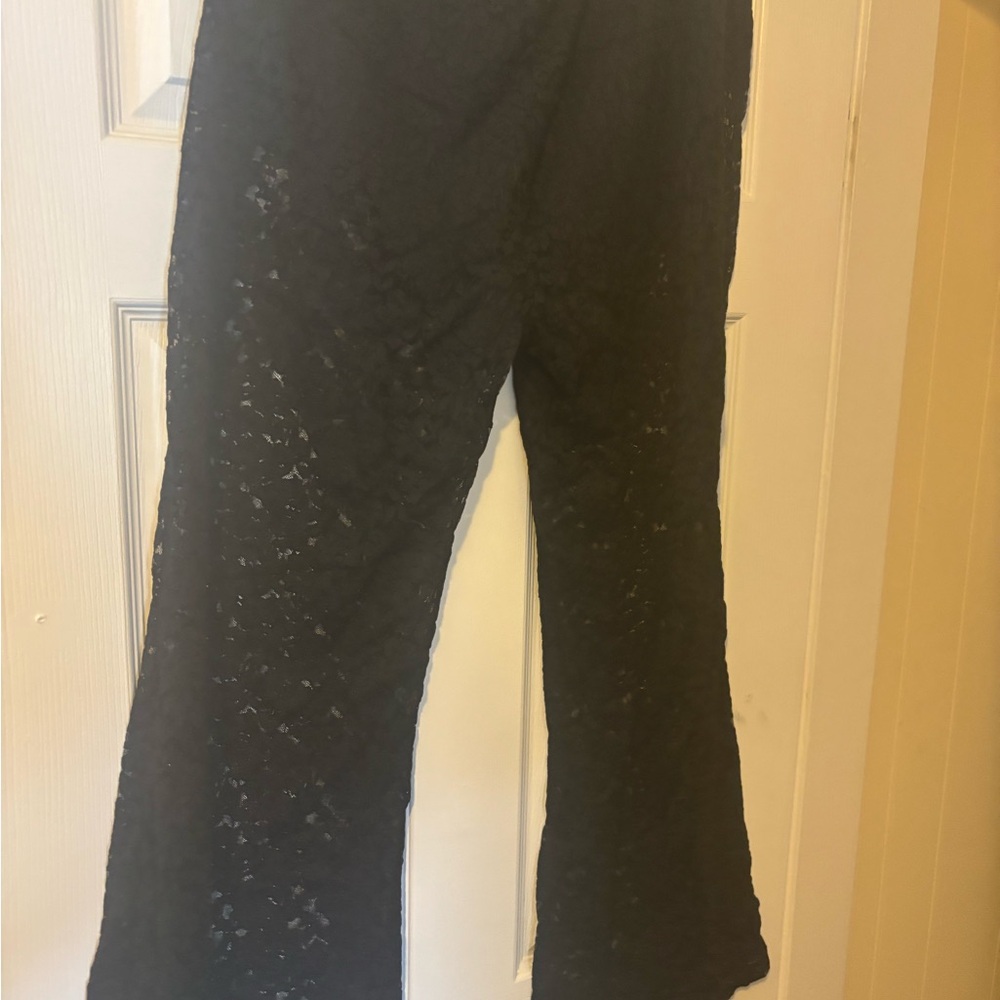 Black Lace Staight Leg Pants
